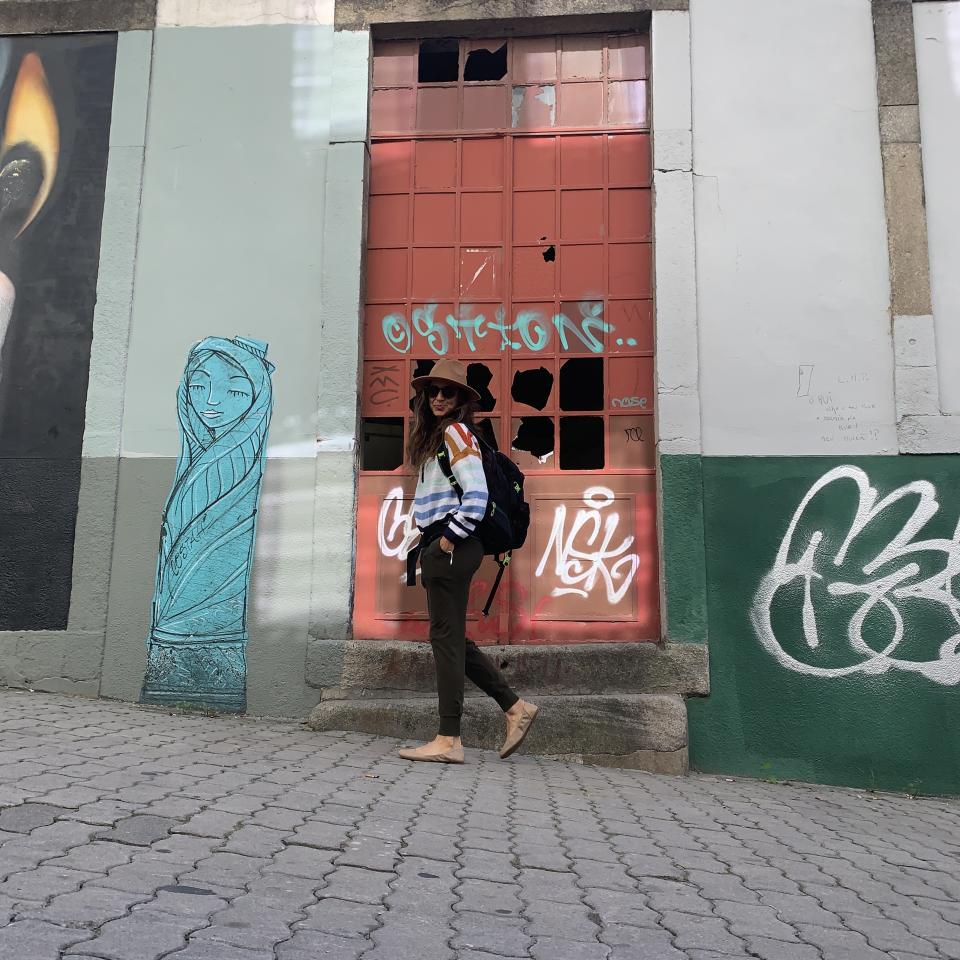 wearing my Amazon Essentials ballet flats while walking around Porto (Katie Jackson / TODAY)