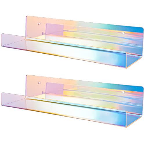 9) Iridescent Wall Mounted Floating Shelves (2 Pieces)