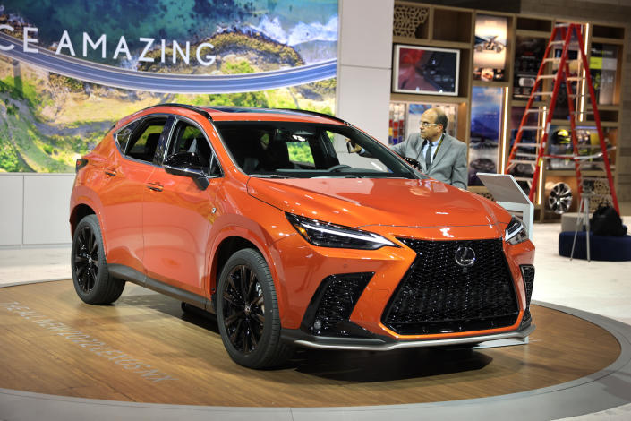 CHICAGO, ILLINOIS - JULY 14: A 2022 Lexus NX is introduced to the media at the Chicago Auto Show on July 14, 2021 in Chicago, Illinois. The show, which opens to the public tomorrow, is the first major auto show to be held in the United States since the start of the pandemic. (Photo by Scott Olson/Getty Images)