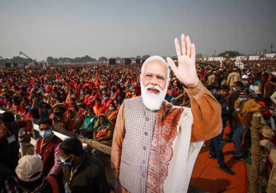 Supporters of Narendra Modi at a campaign rally held by the prime minister (Getty)