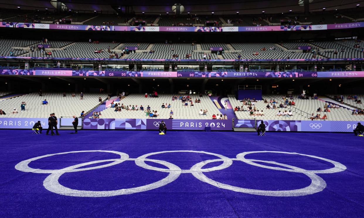 <span>The Olympic Rings at Stade de France, Paris, ahead of the rugby sevens. Statistics show only 9% of secondary school children in England attend a private school.</span><span>Photograph: David Davies/PA</span>