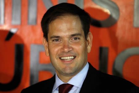 U.S. Senator Marco Rubio looks on during an official photo with Honduran Attorney General Oscar Chinchilla (not pictured) at the attorney's facilities in Tegucigalpa, Honduras, on May 31, 2016. REUTERS/Jorge Cabrera/File Photo