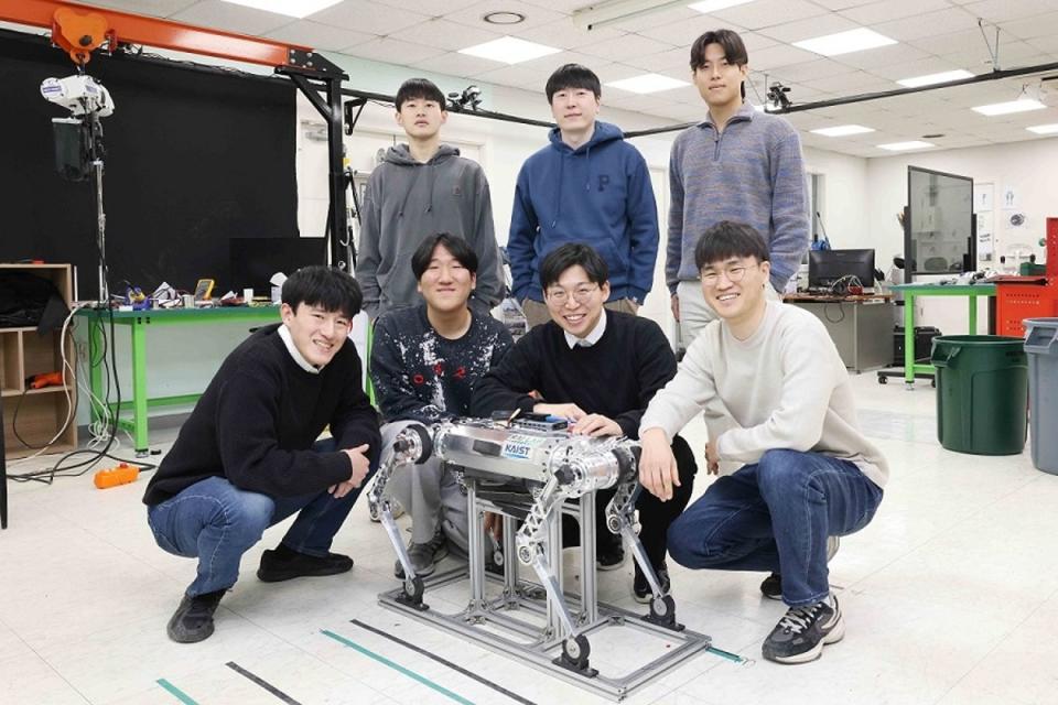 The RaiBo robot dog can adjust itself to tackle different terrain, including sand, grassy surfaces, and running tracks, according to its creators (KAIST)
