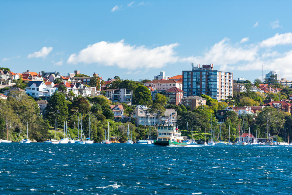 Sydney, Australia - July, 23, 2016: Ferry riding the Sydney Harbour in Cremorne Point suburb of Sydney