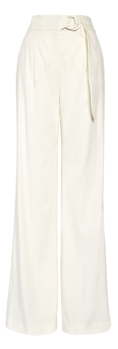 Veronica Beard Woode Belted Linen Blend Wide Leg Pants