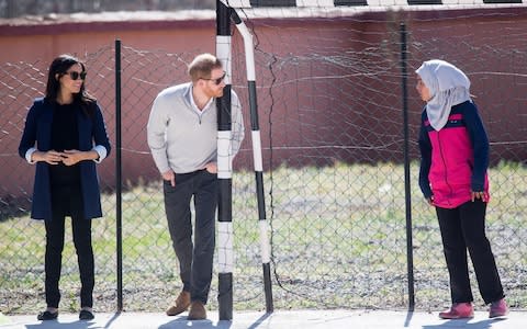 The Duke speaks to goalkeeper Salima Baaziz - Credit: Samir Hussein