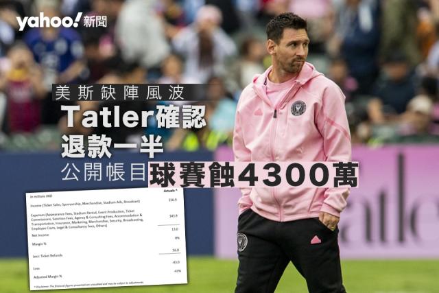 美斯缺陣｜Tatler Asia 確認退票50% 盛事球賽虧蝕4300 萬帳目表