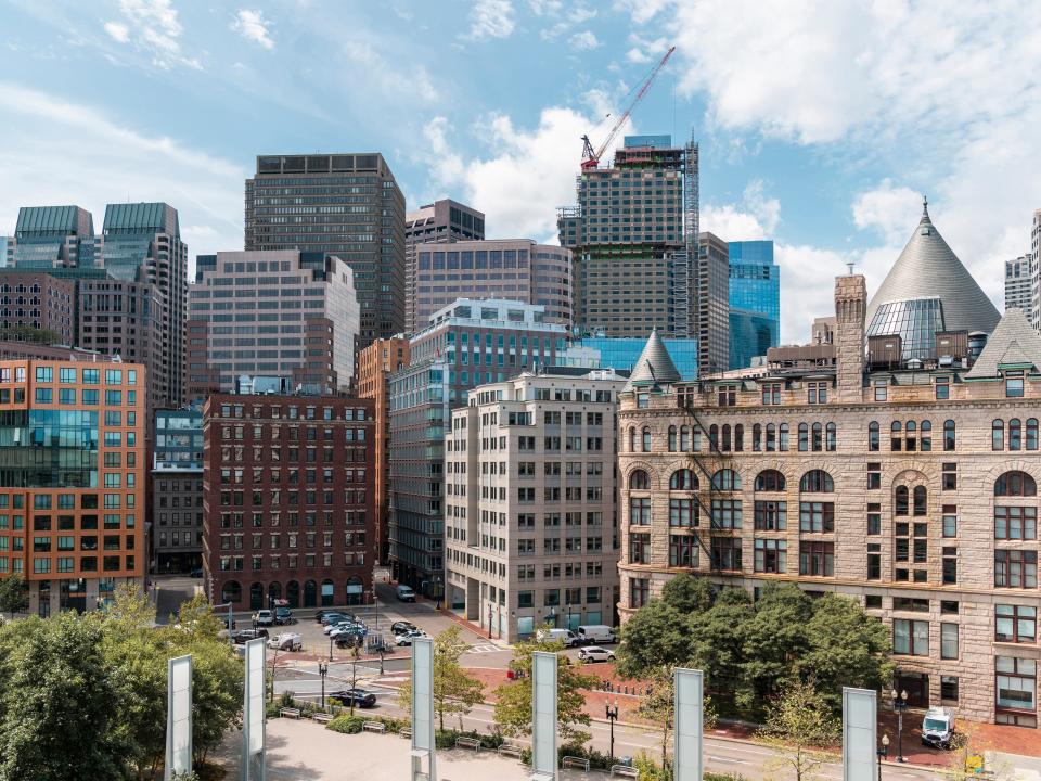 The skyline of Boston's financial district.