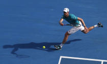 Tennis - Australian Open - Hisense Arena, Melbourne, Australia, January 21, 2018. Andreas Seppi of Italy hits a shot against Kyle Edmund of Britain. REUTERS/Issei Kato