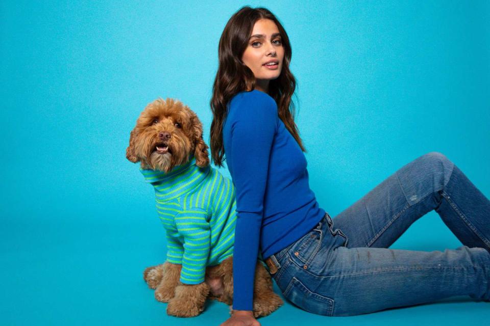 <p>Courtesy of Tate & Taylor</p> Taylor Hill with her dog, Tate, for Tate & Taylor