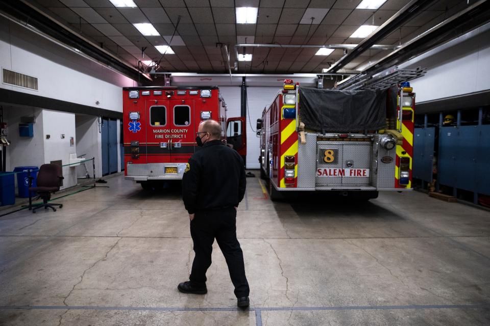 Salem Fire shares one bay with Marion County Fire and Rescue at Chemeketa Community College in Salem. The more modern stations have four double pull-through bays.