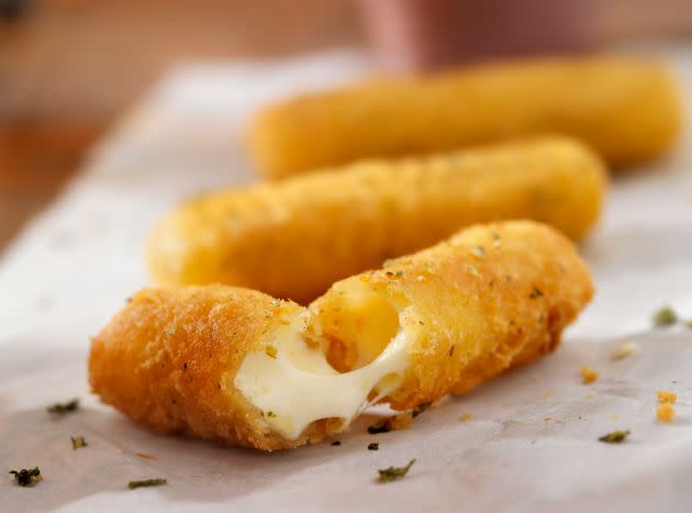 Crispy Mozzarella Sticks with a Marinara Dipping Sauce -Photographed on Hasselblad H3D-39mb Camera