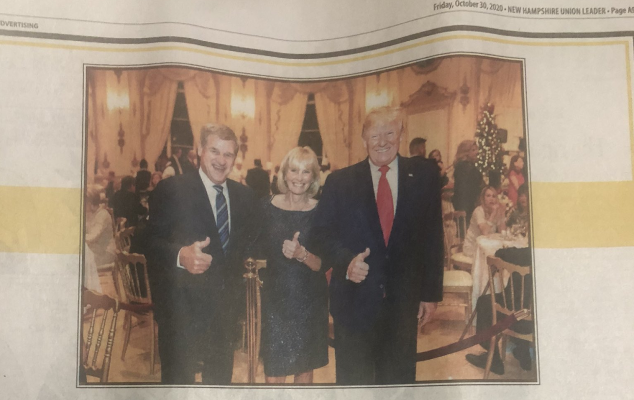 NHL and Boston Bruins icon Bobby Orr took out a full-page ad in Friday's New Hampshire Union Leader endorsing Donald Trump in the upcoming U.S. election. (Twitter/Union Leader)