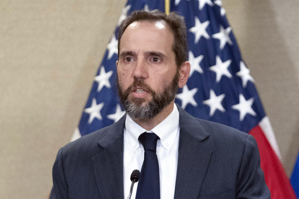 Special counsel Jack Smith speaks to reporters on June 9 in Washington.