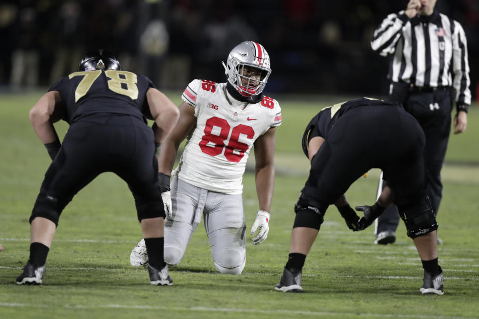 Ohio State defensive tackle Dre'Mont Jones (86) plays against Purdue (AP Photo)