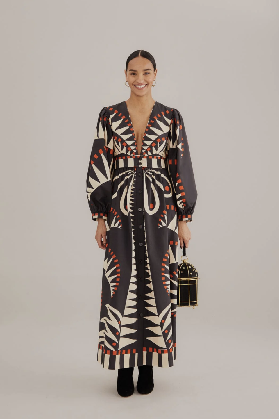 Black Coconut Grove Puff Sleeve Maxi Dress (Photo via Farm Rio)