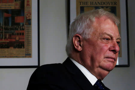 Former Hong Kong governor Chris Patten attends an interview in Hong Kong, China November 25, 2016. REUTERS/Bobby Yip