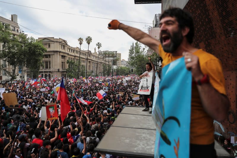 Protest against Chile's state economic model in Santiago