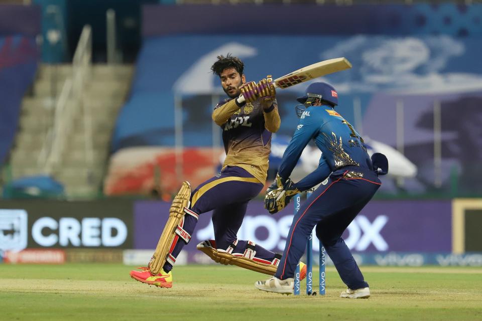 <div class="paragraphs"><p>Venkatesh Rajasekaran Iyer of Kolkata Knight Riders attempts for a reverse sweep.<br></p></div>