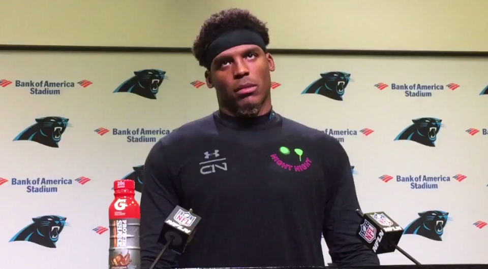 Cam Newton has had enough of this. (via screenshot)