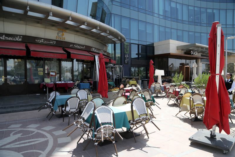 A coffee shop is seen empty of customers after Saudi Arabia's decision to ban gatherings, following the outbreak of coronavirus, in Riyadh