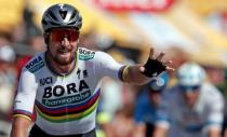 BORA-Hansgrohe rider Peter Sagan of Slovakia wins stage 2. REUTERS/Benoit Tessier