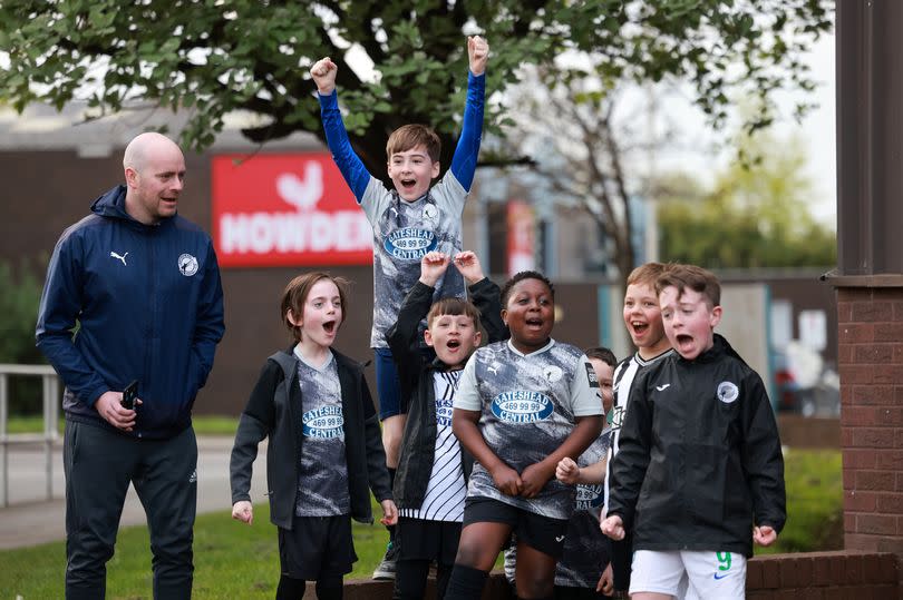 Young Gateshead FC fans outside the International Stadium on Tuesday night