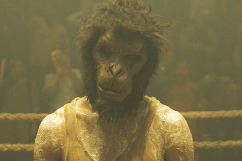 This image released by Universal Pictures shows a scene from the film "Monkey Man." (Universal Pictures via AP)