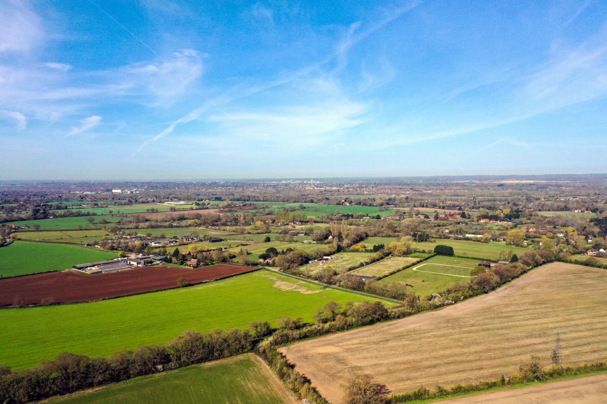 <p>An aerial view of farm fields near Wokingham, Berkshire, (stock)</p> (PA)