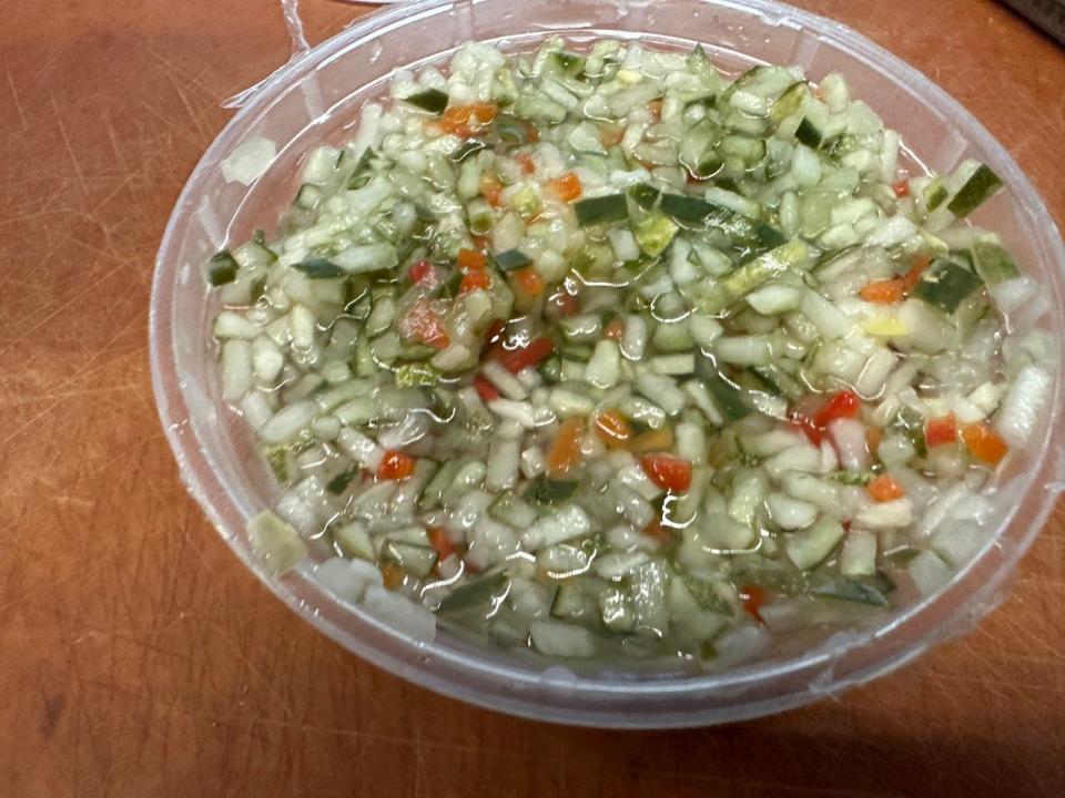 Pickle de gallo dip in container