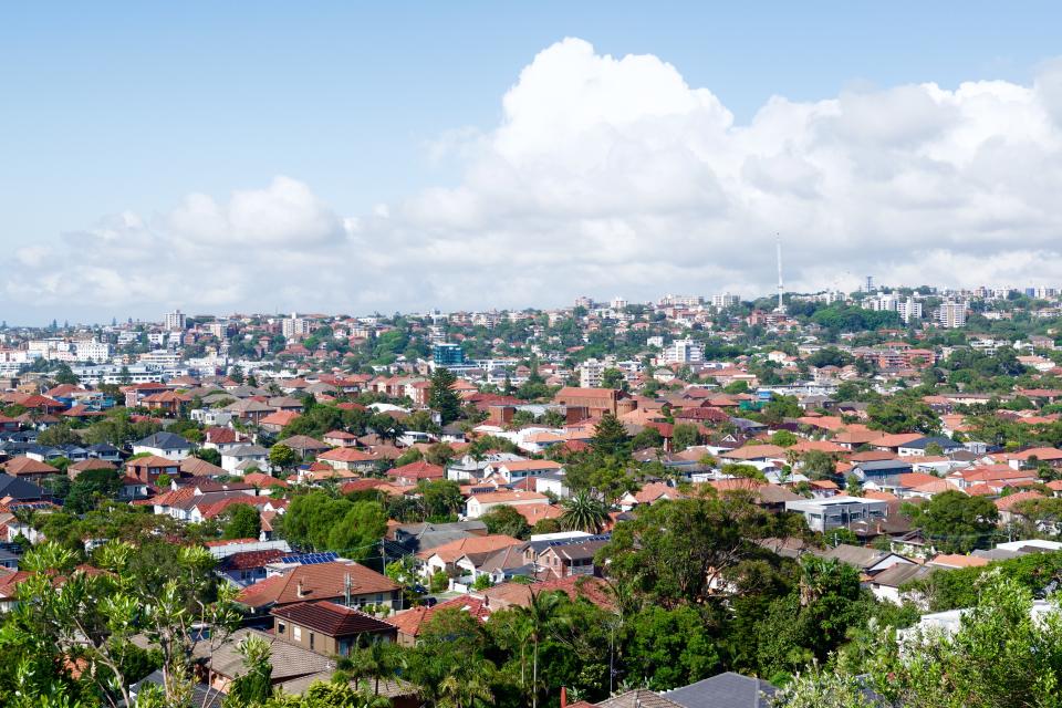 View over bondi rooftops looking towards Bellevue Hill