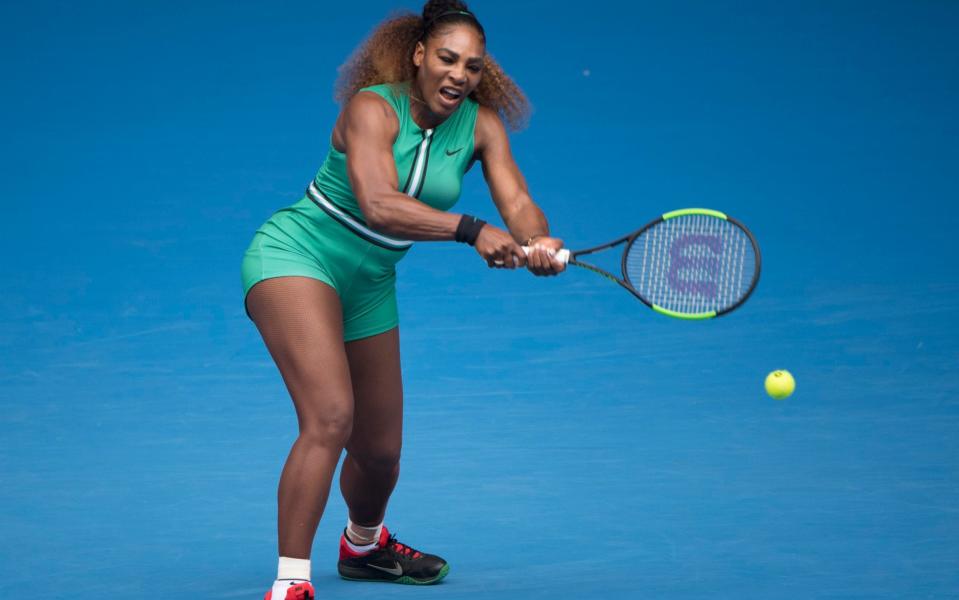 Serena Williams wore a green all-in-one a jumpsuit that she referred to as a “Serena-tard” - Xinhua / Barcroft Media