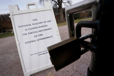 A closing sing is seen outside the National Gallery of Art in Washington, U.S., before it will be reopen next week, January 27, 2019. REUTERS/Yuri Gripas