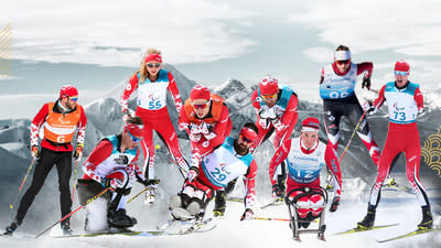 A team of 12 Para nordic athletes will compete for Canada at the Beijing 2022 Paralympic Winter Games including (L-R): Russell Kennedy, Derek Zaplotinsky, Natalie Wilkie, Graham Nishikawa, Collin Cameron, Brian McKeever, Ethan Hess, Emily Young, and Mark Arendz. PHOTO: Canadian Paralympic Committee (CNW Group/Canadian Paralympic Committee (Sponsorships))