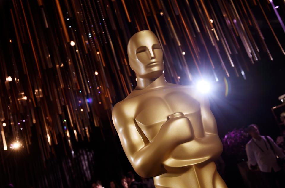 An Oscar statue stands inside the Governors Ball Press Preview for the 92nd Academy Awards at the Dolby Theatre, Friday, Jan. 31, 2020, in Los Angeles. The Academy Awards will be held at the Dolby Theatre on Sunday, Feb. 9. (AP Photo/Chris Pizzello) ORG XMIT: CACP102