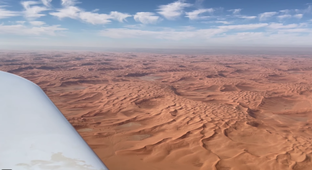 A view over the Saudi Arabian desert as seen from Zara Rutherford&#x002019;s Shark plane. (FlyZolo)