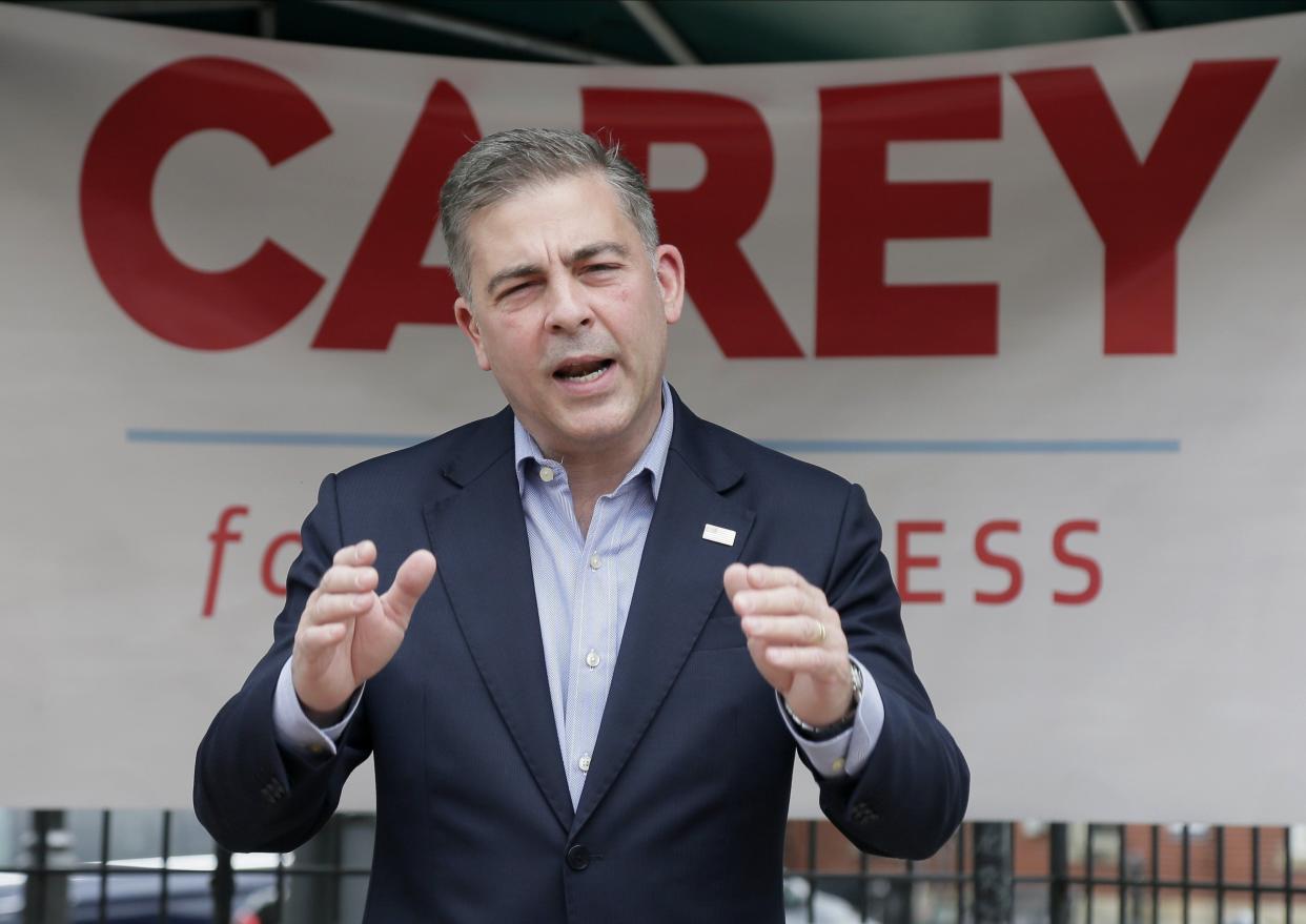 Republican candidate Mike Carey campaigns for Ohio's 15th Congressional District.