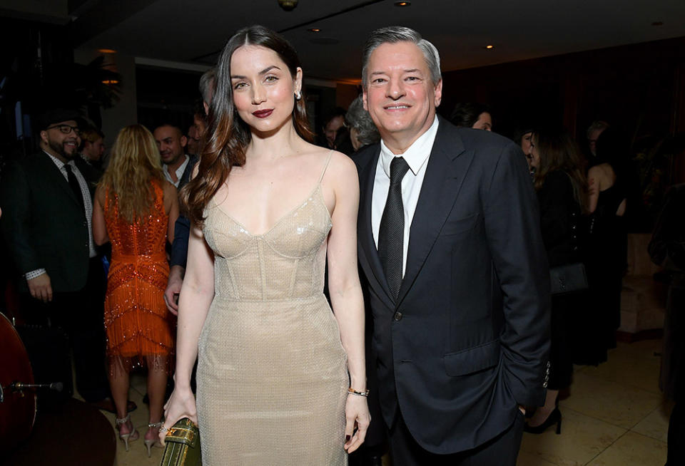 (L-R) Ana de Armas and Netflix Co-CEO Ted Sarandos attend the Netflix Oscar Nominee Celebration at Sunset Tower Hotel on March 11, 2023 in Los Angeles, California.