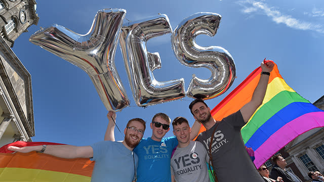 Ireland made history today as the first country to legalize same-sex marriage by popular vote. Irish Prime Minister Enda Kenny declared his nation a "small country with a big message for equality." Homosexuality was decriminalized in the nation 22 years ago, and the 62 percent majority vote makes it the 20th country in the world to declare gay marriage legal. Proud Irishman Colin Farrell praised his country for its monumental vote. "Today Ireland has opened up her heart in a way that the whole world will feel," he told E!. "How we have changed our fortune in 24 hours, how we have lit the way, how we have guaranteed a brighter and more loving future for all who call this beautiful land home. Bravo citizens of Ireland." <strong> NEWS: Celebs React to Indiana’s Anti-Gay Bill </strong> Many celebrities from around the world quickly took to social media after the ballots were counted, including Irish singer Hozier who described "the pure joy of it." The pure joy of it. I'm so proud of Ireland today... We can all take pride in making history. Only sorry I can't be there to celebrate!— Hozier (@Hozier) May 23, 2015 J.K. Rowling threw the mic down on amazing reactions, tweeting a meme response to an Irish fan who wrote, "I hope Dumbledore and all witches and wizards feel welcome here." .@justaoifethings �������� Then they could get married IN IRELAND! �������� pic.twitter.com/yXedPavZfp— J.K. Rowling (@jk_rowling) May 23, 2015 Check out more excited reactions from stars below: So happy and proud of my Irish heritage today. What an incredible victory! #IrelandVoteYes— Matt Bomer (@MattBomer) May 23, 2015 Omfg! Ireland! Have you done it? Is it really a YES?— Alan Cumming (@Alancumming) May 23, 2015 Ireland did it! The 1st country to legalize marriage equality by popular vote, but they won't be the last! What an incredible accomplishment— Ellen DeGeneres (@TheEllenShow) May 23, 2015 <strong>PHOTOS: Celebs Who Have Recently Come Out</strong> I LOVE YOU IRELAND!!!!! IT'S A BEAUTIFUL DAY!— Saoirse Ronan (@saoirse_ronan) May 23, 2015 I'm staunchly against leaving civil rights up to a popular vote but I'm thrilled the populous of Ireland seems to embrace #MarriageEqaulity!— Jesse Tyler Ferguson (@jessetyler) May 23, 2015 LOVE WINS IN IRELAND!! what fantastic news to wake up to! #YesEquality pic.twitter.com/KlAN4Jasaq— Andy Cohen (@Andy) May 23, 2015 Republic of IRELAND leads the world in social progress by legalizing marriage for all. #LoveWins (shouldn't it always?)— Sarah Silverman (@SarahKSilverman) May 23, 2015 As an Irish-American woman who spread her father's ashes in #Ireland, I couldn't be prouder today! #LGBT #MarRef @HRC @GLAAD @TrevorProject— Kathy Griffin (@kathygriffin) May 23, 2015 CONGRATULATIONS to the Republic on saying yes to same-gender marriage! Now what about Northern Ireland?— Ian McKellen (@IanMcKellen) May 23, 2015 <strong>WATCH: Kelly Clarkson: 'I Don’t Care If My Children Are Gay'</strong> #Ireland leads the way!! I'm so PROUD to be Irish!! #equality pic.twitter.com/tXHjXXogYW— mia farrow (@MiaFarrow) May 23, 2015 Great to see the people of Ireland voting to live in a country where everybody is treated equally #MarRef #YesEquality— Richard Branson (@richardbranson) May 23, 2015 IRELAND!!!!!!!!!!!!!!!!!!!!!!!!!!!!!!!— Ellen Page (@EllenPage) May 23, 2015 So happy Ireland have passed the law to get married there. Still genuinely shocks me thou, that this is only just happening!!— SAM SMITH (@samsmithworld) May 23, 2015 Singer Sam Smith, a U.K. native, appeared on Ellen Degeneres' show last year and told her what if felt like to come out. Watch the video below: