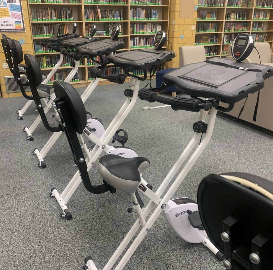 stationary bikes with a tabletop