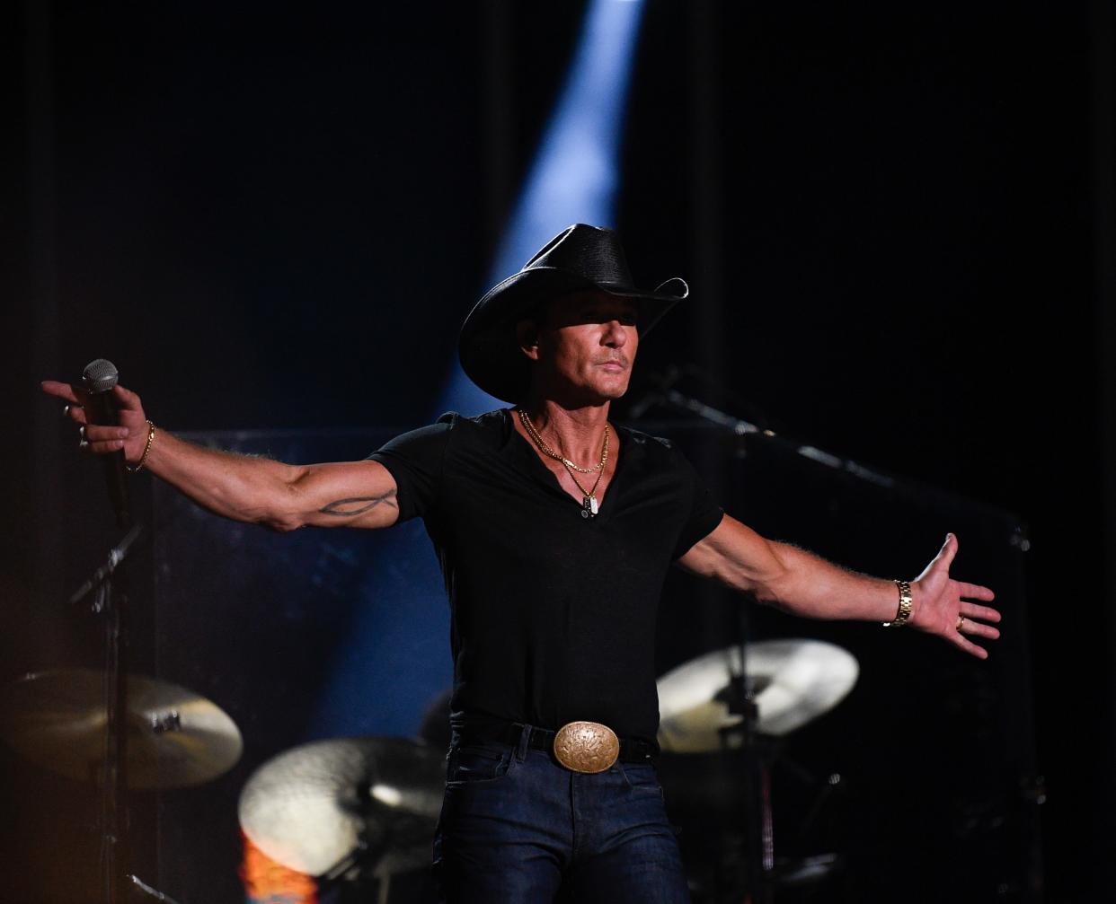 Tim McGraw, seen playing CMA Fest on Sunday, June 11, 2023, at Nissan Stadium in Nashville, will perform Saturday, Aug. 12, 2023, at Neon Nights at Clay's Resort Jellystone Park in Lawrence Township.
