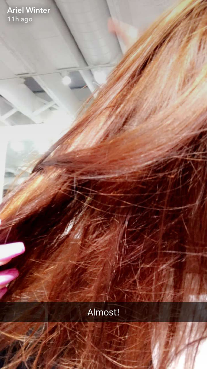 Just like that, Winter is officially a redhead. (Photo: Ariel Winter via Snapchat)