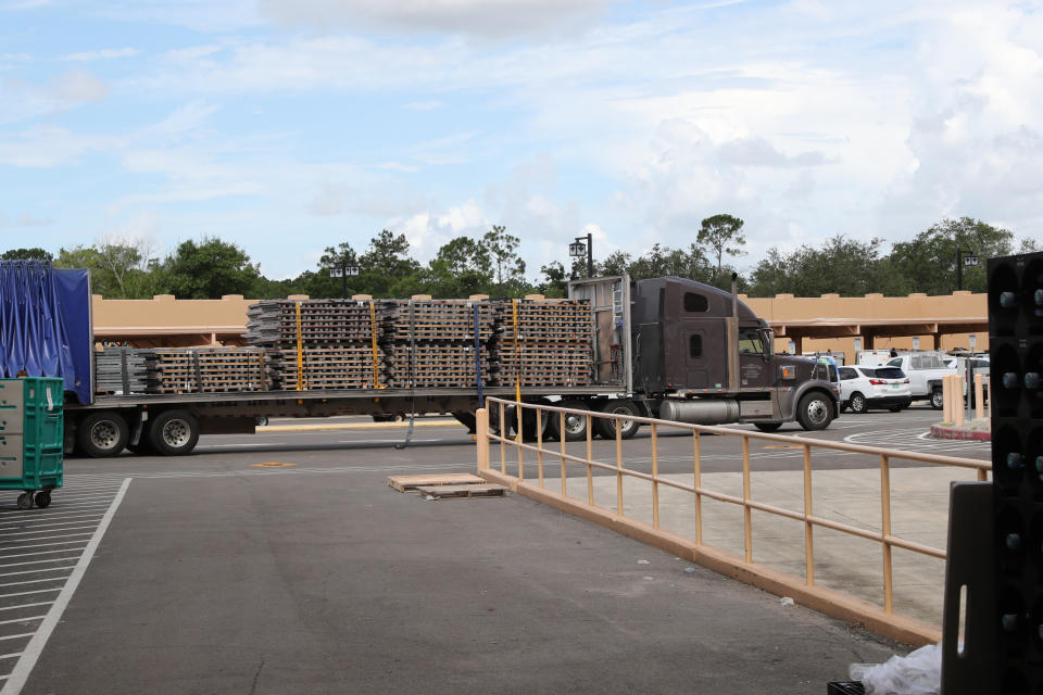 A general overall view of the installation of the practice courts as part of the NBA Restart 2020 on July 1, 2020 in Orlando, Florida.