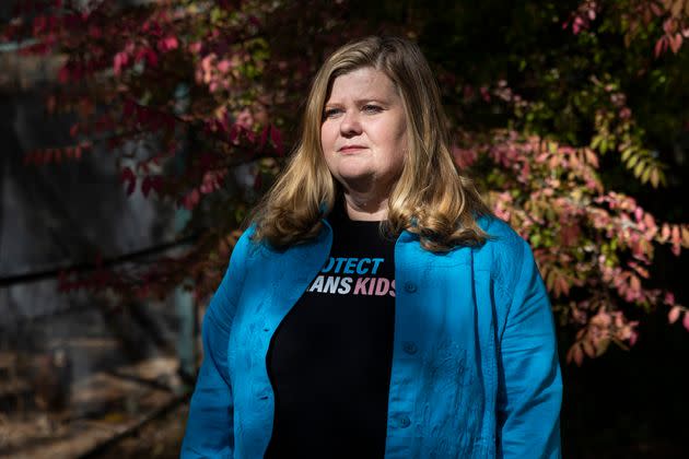 Karen Smith, a member of the Central Bucks School Board, is seen at her home in Chalfont, Pennsylvania, on Oct. 30. A former Republican, Smith began serving as a Democrat when local resistance to COVID safety measures grew especially vitriolic.