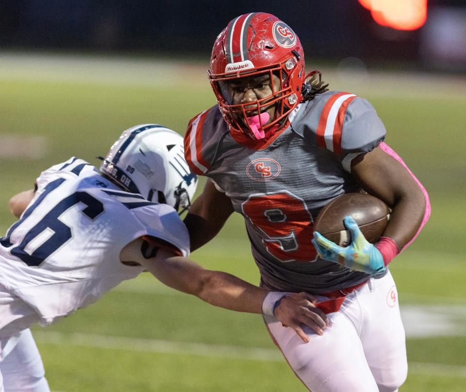 Canton South running back Rome Cox runs against Fairless on Oct. 6, 2023.