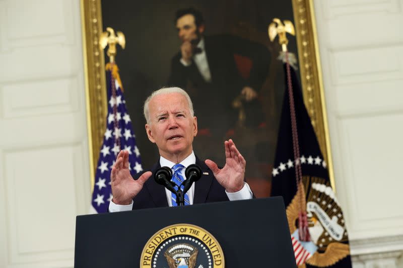FILE PHOTO: U.S. President Joe Biden delivers remarks on the economy from the White House in Washington