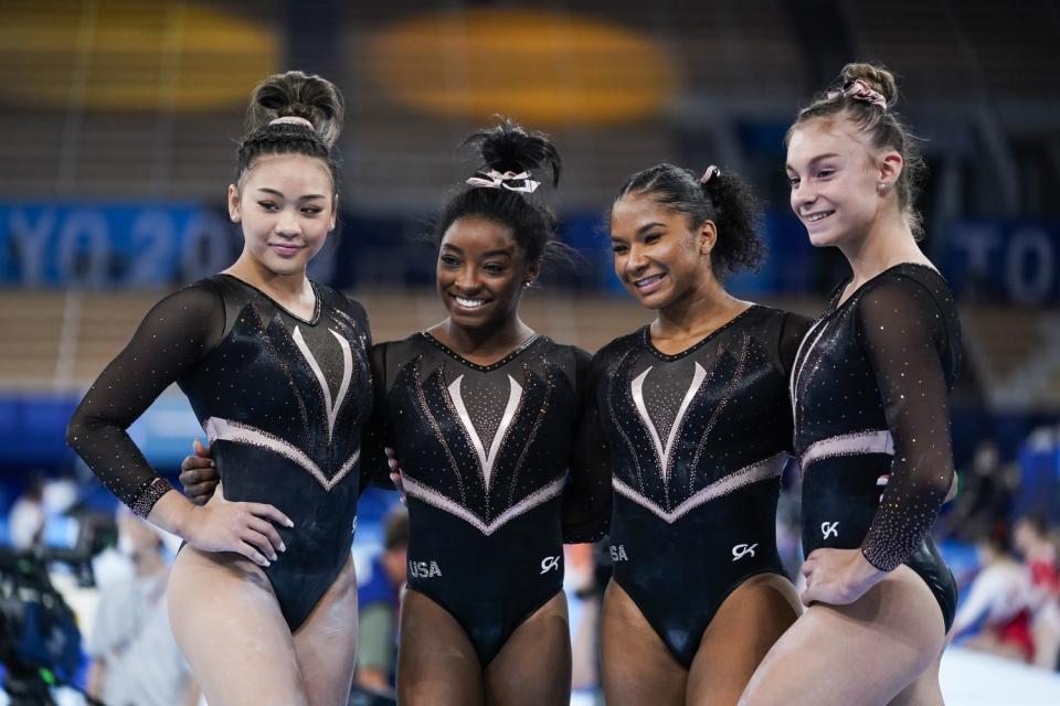 U.S. gymnasts Sunisa Lee, Simone Biles, Jordan Chiles and Grace McCallum.