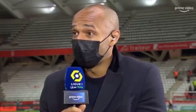 Thierry Henry avait fait ses débuts en tant que consultant sur la plateforme de streaming le 21 août dernier lors de Monaco-Lens. (Photo: Amazon Prime)