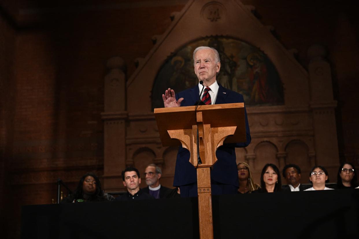 Joe Biden, le 7 décembre 2022, à l'église épiscopale St Mark à Washington, aux États-Unis - Brendan SMIALOWSKI / AFP