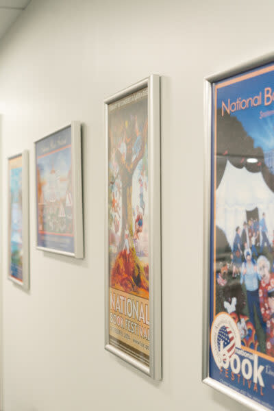  Posters from the National Book Festival decorate the walls of the Maryland State Library Agency, Photo by Elijah Pitman.